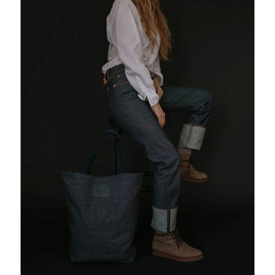 Deco Denim Blue Handle Tote Bag