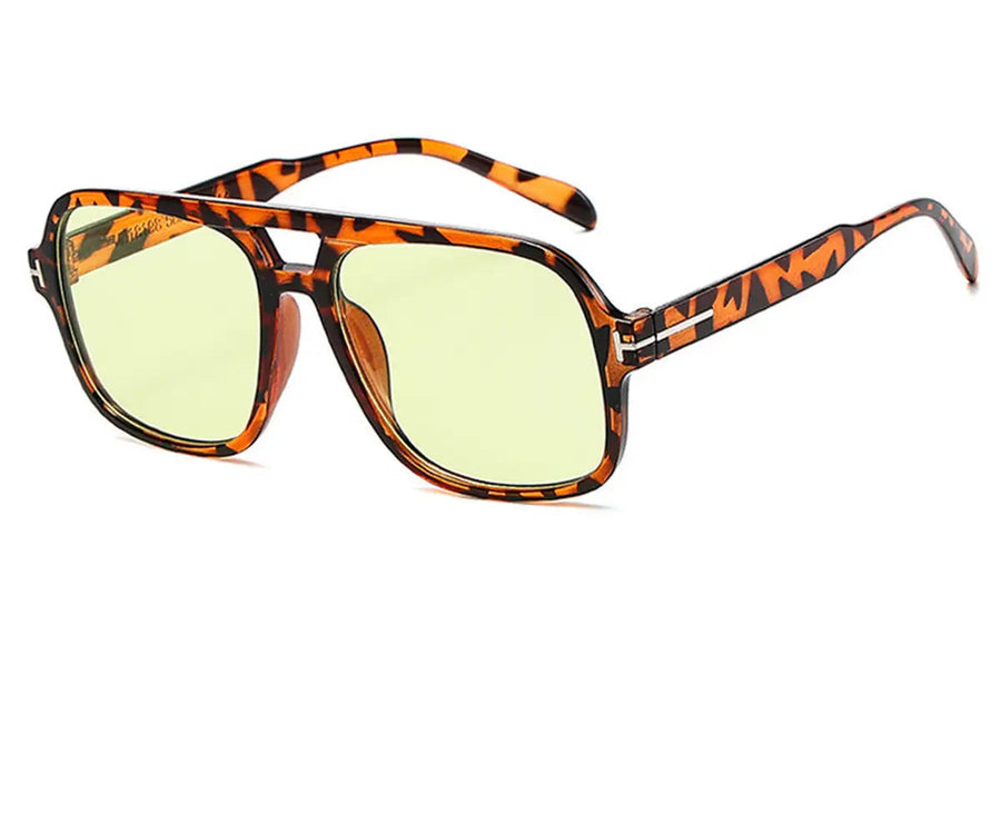 Oversized Aviators in Tortoise/Yellow