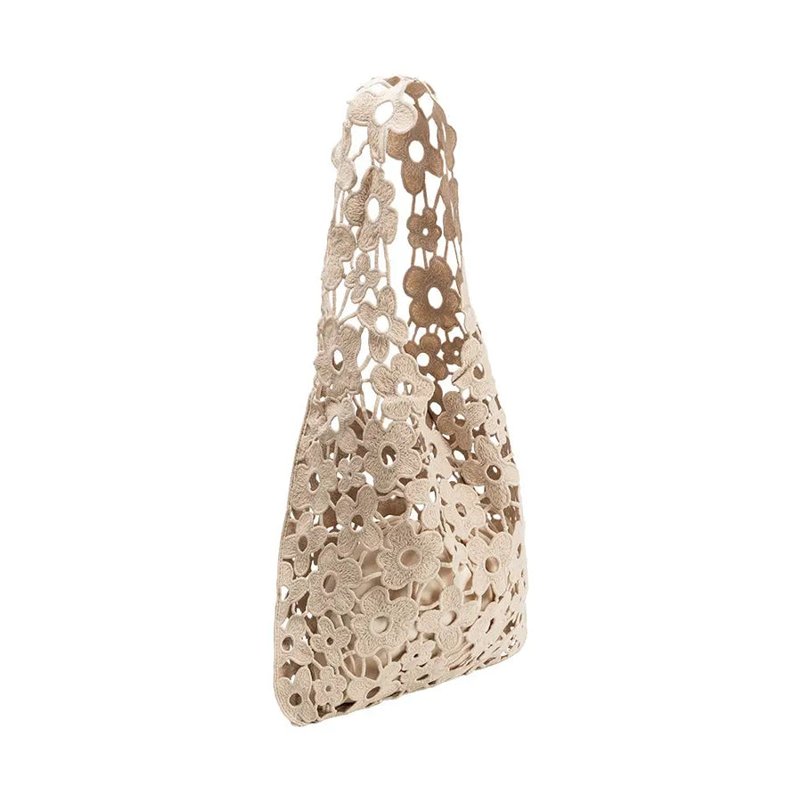 Floral Shoulder Bag in Taupe