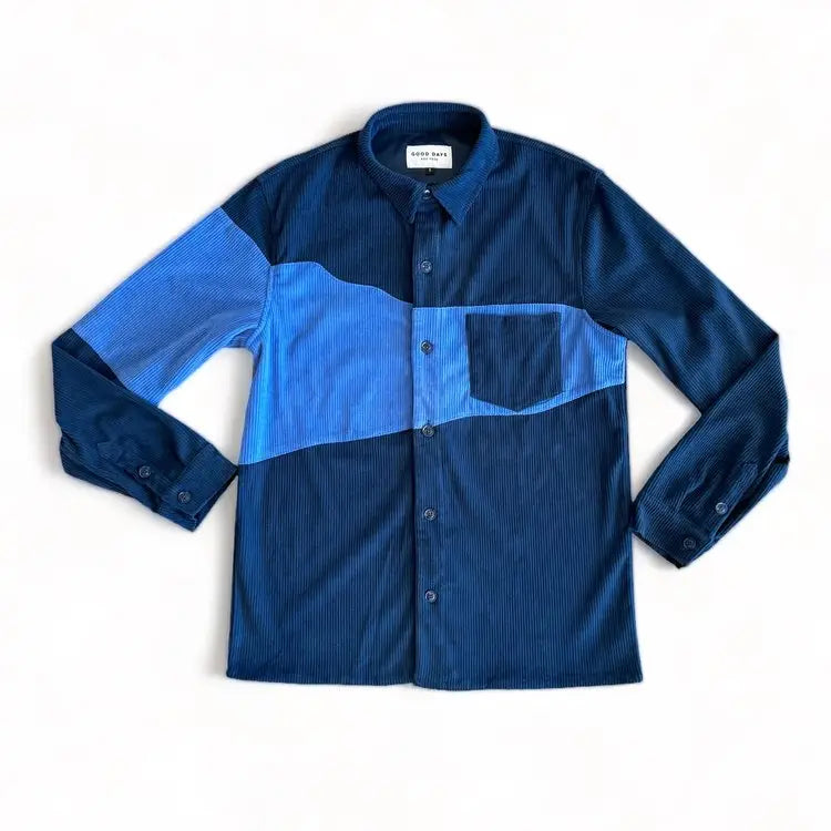 Colorblock Corduroy Button Up