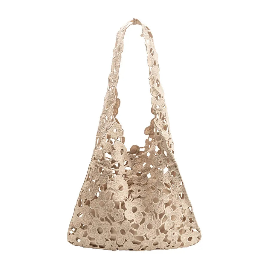 Floral Shoulder Bag in Taupe