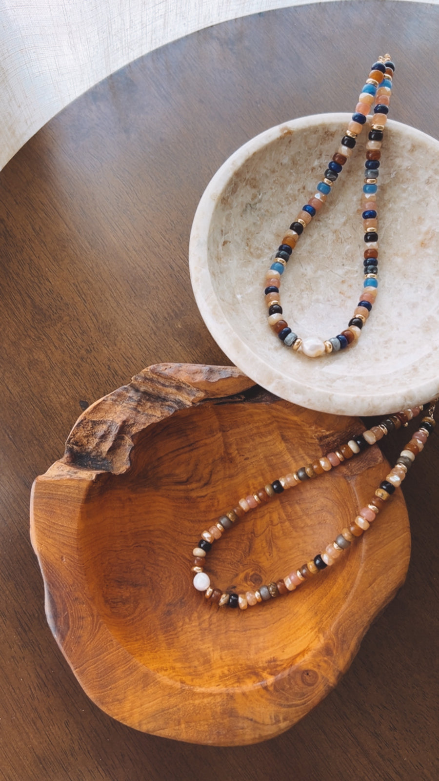 Beaded Necklace in Peach