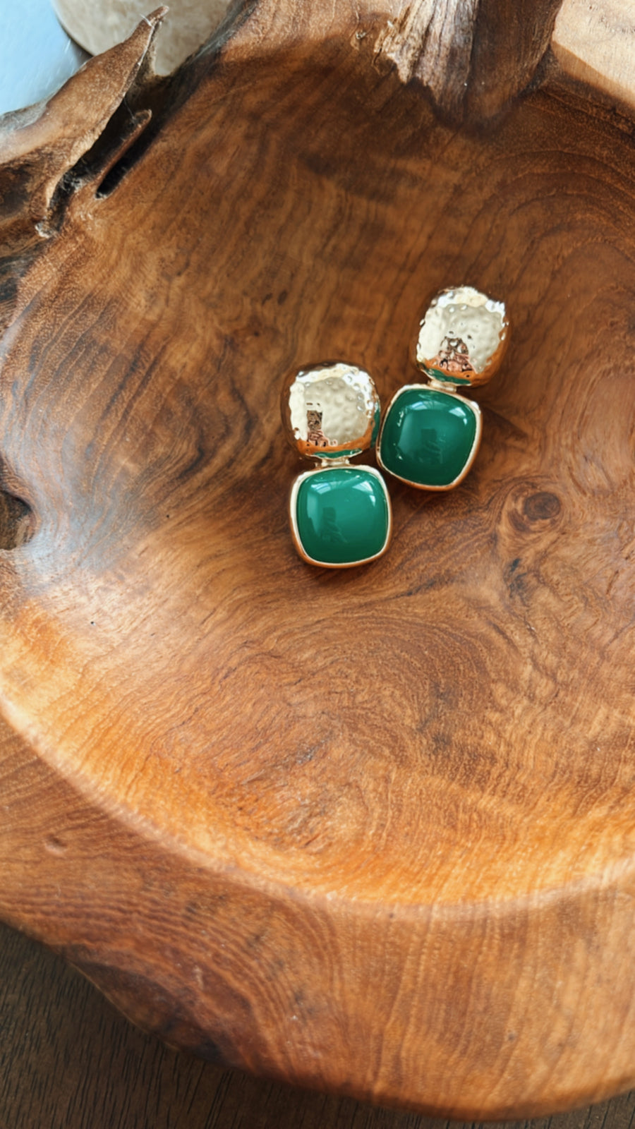 Hammered Earrings in Green