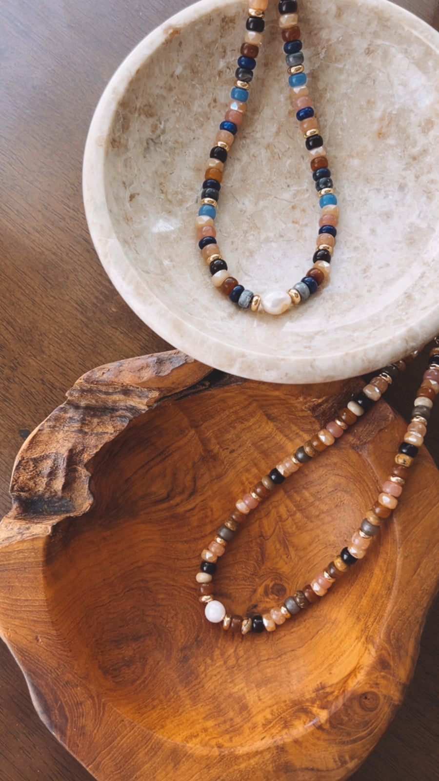 Beaded Necklace in Peach