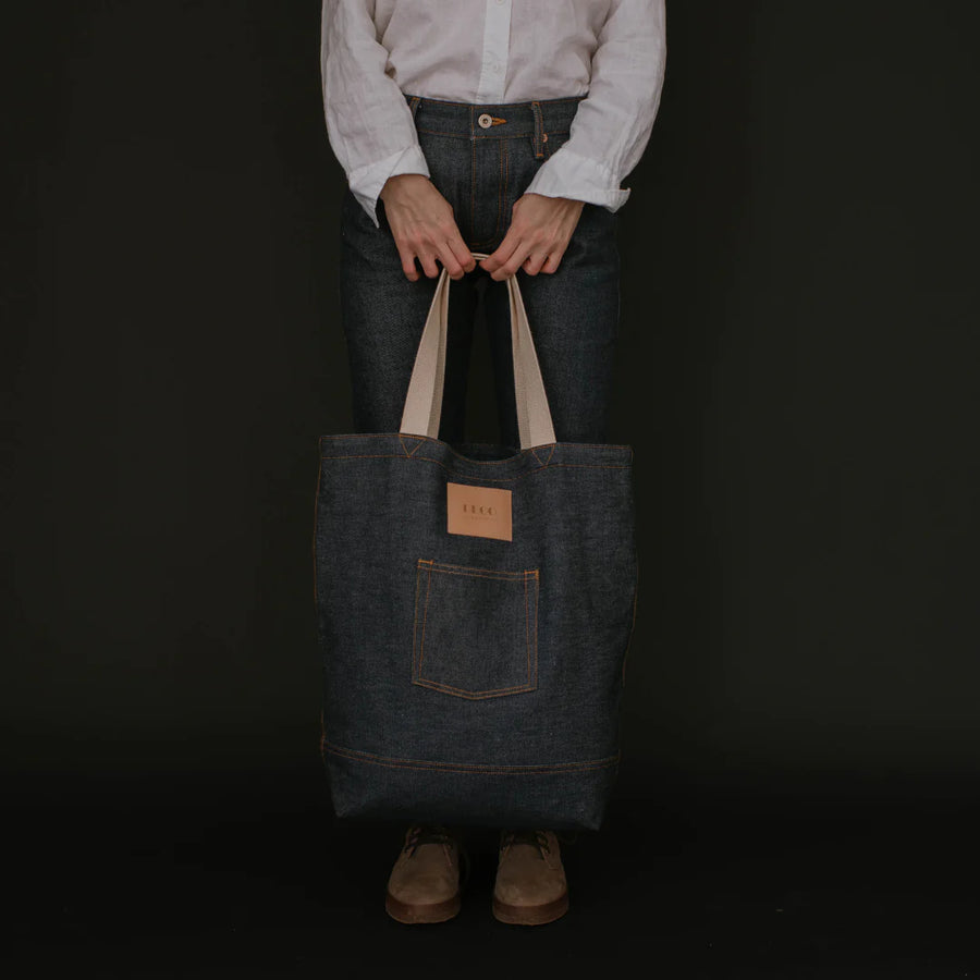 Deco Denim Natural Handle Tote Bag