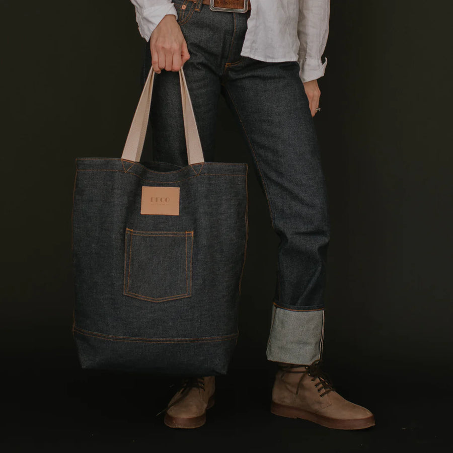 Deco Denim Natural Handle Tote Bag