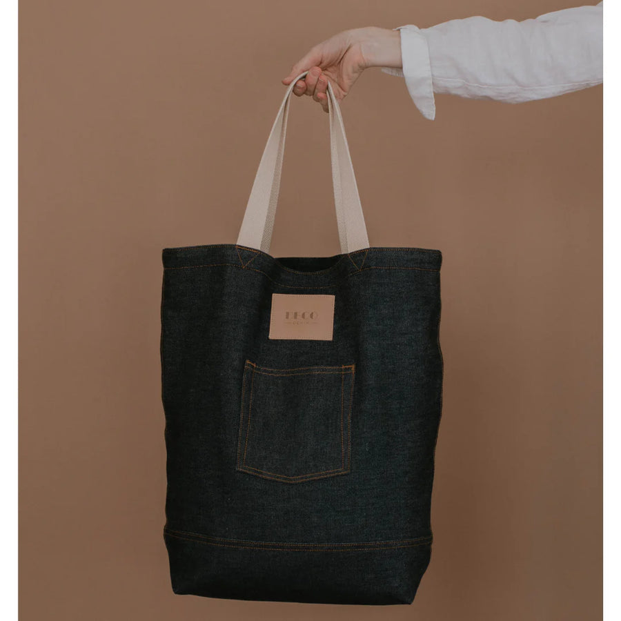 Deco Denim Natural Handle Tote Bag