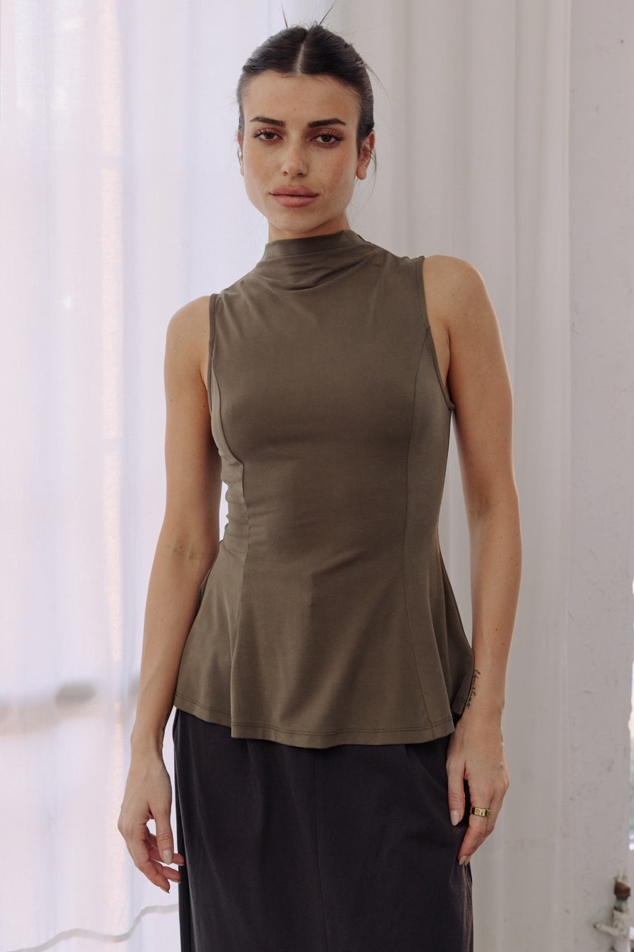 Corset Style Top in Olive