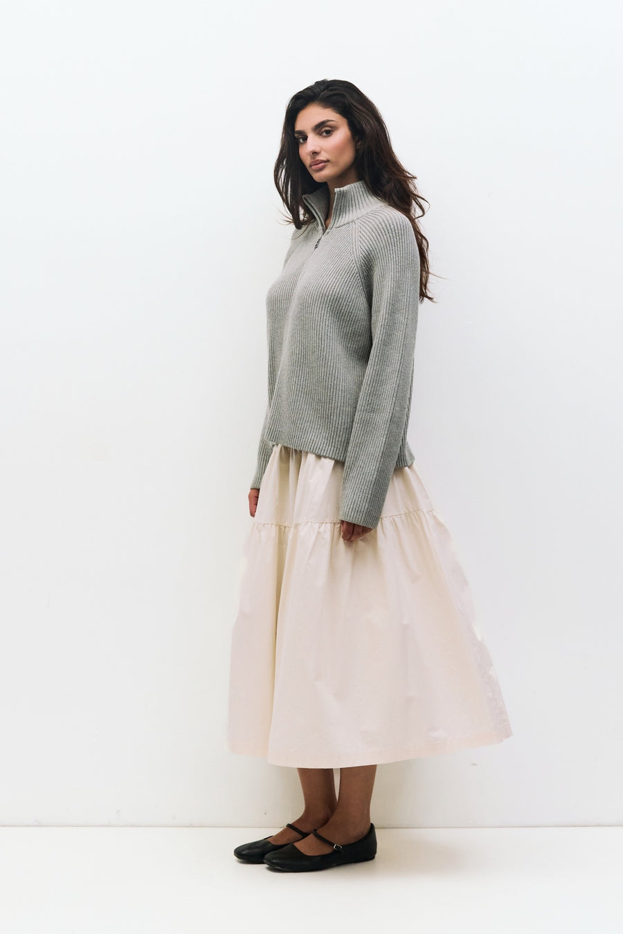 Ribbed Knit Half Zip