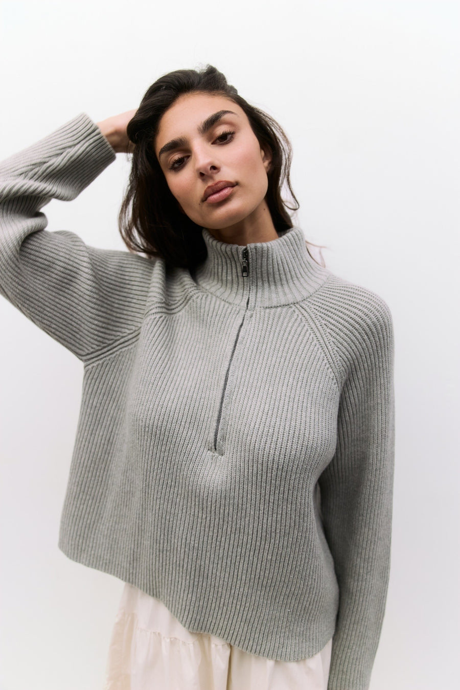 Ribbed Knit Half Zip