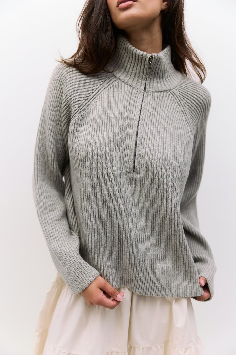 Ribbed Knit Half Zip