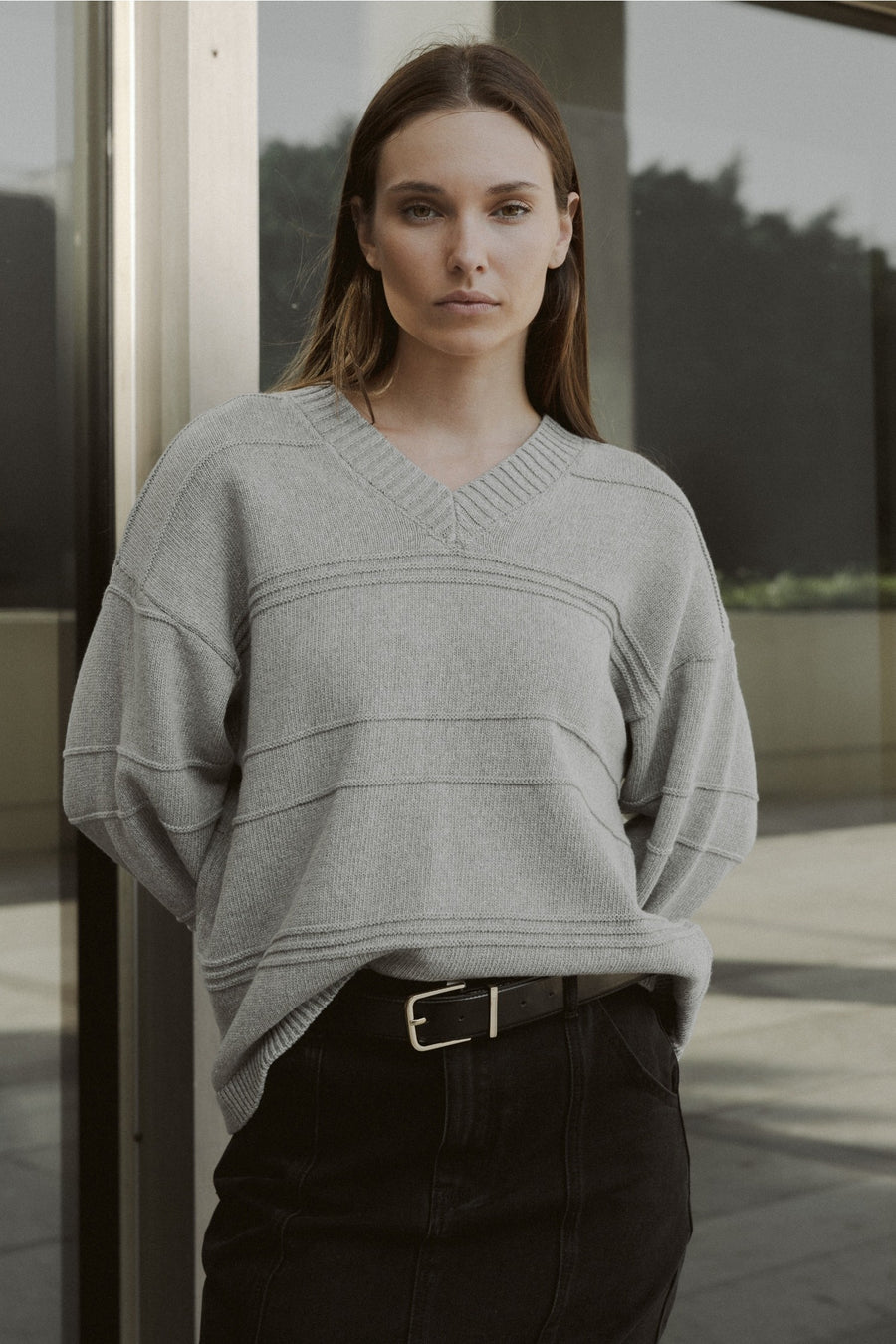 Monotone Textured Sweater in Grey