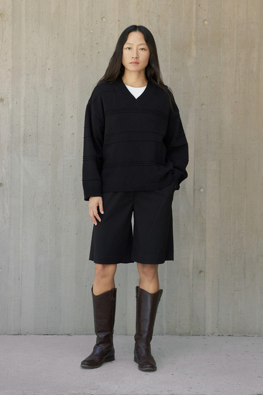 Monotone Textured Sweater in Black