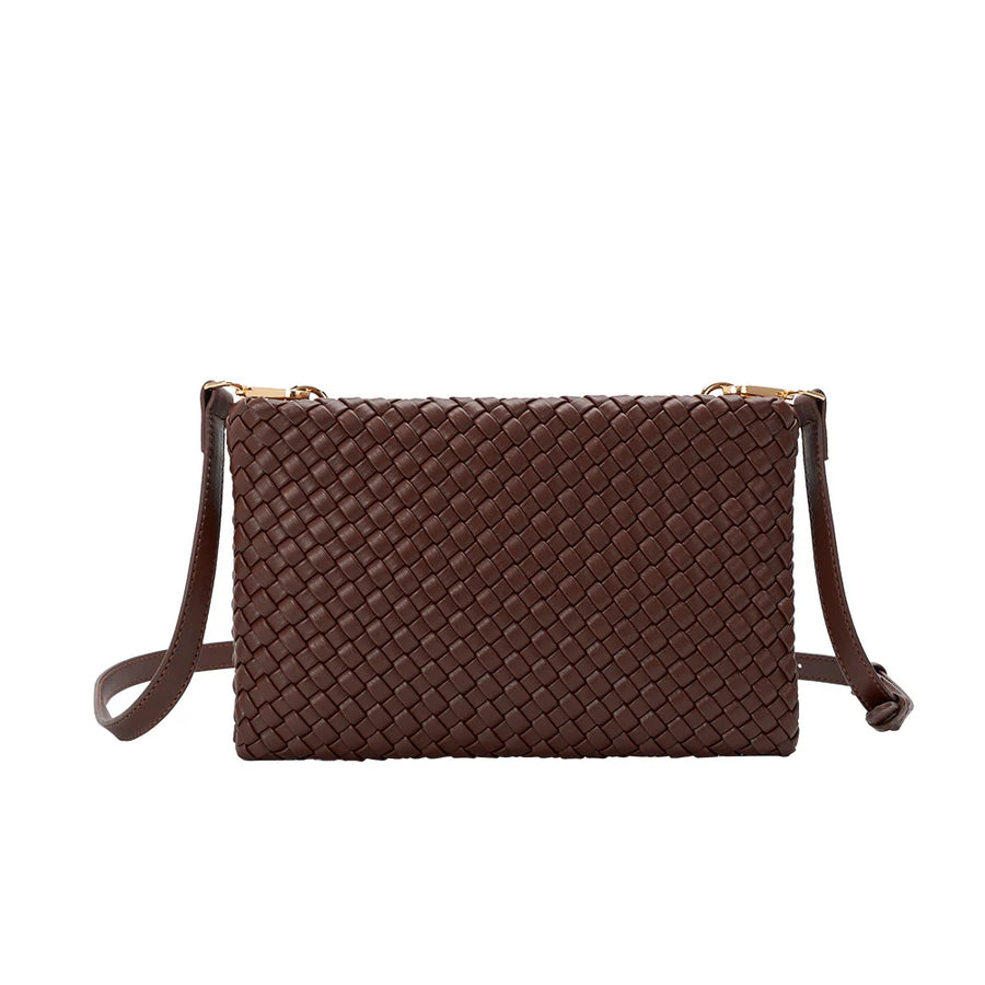 Woven Cross Body Bag in Espresso