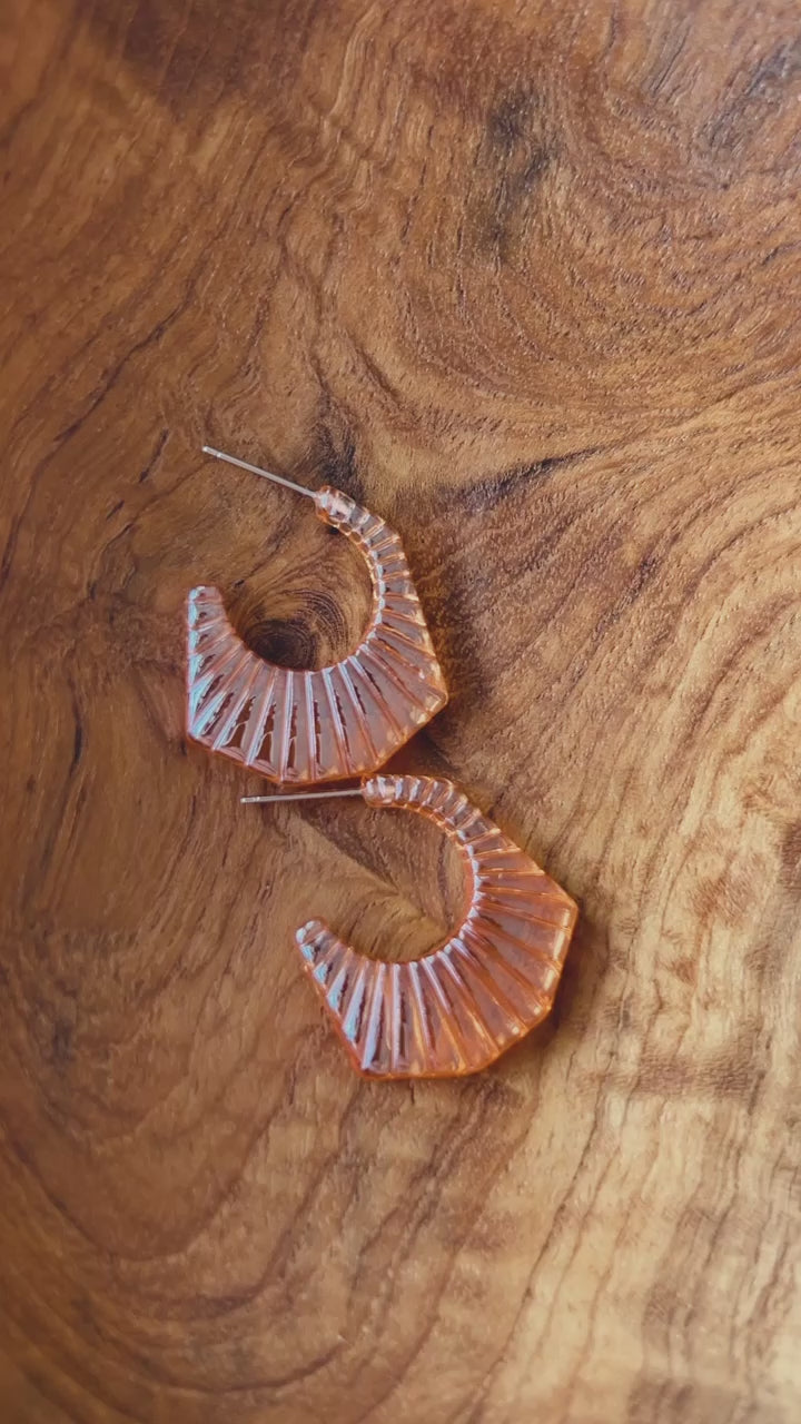 Textured Hoop Earrings in Peach