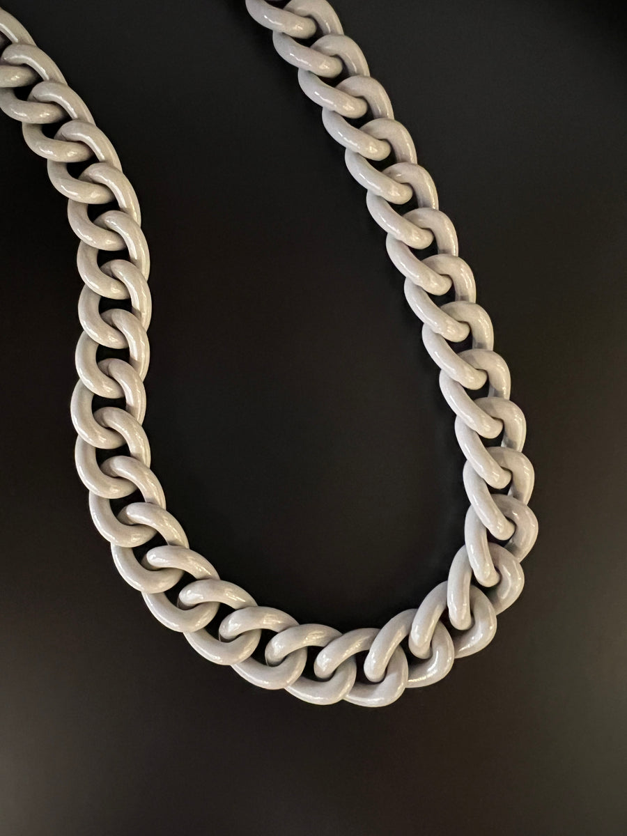 Chunky Enamel Necklace in Grey
