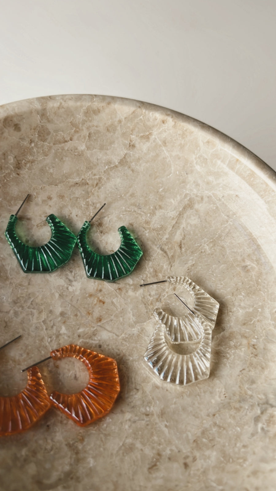 Textured Hoop Earrings in Peach