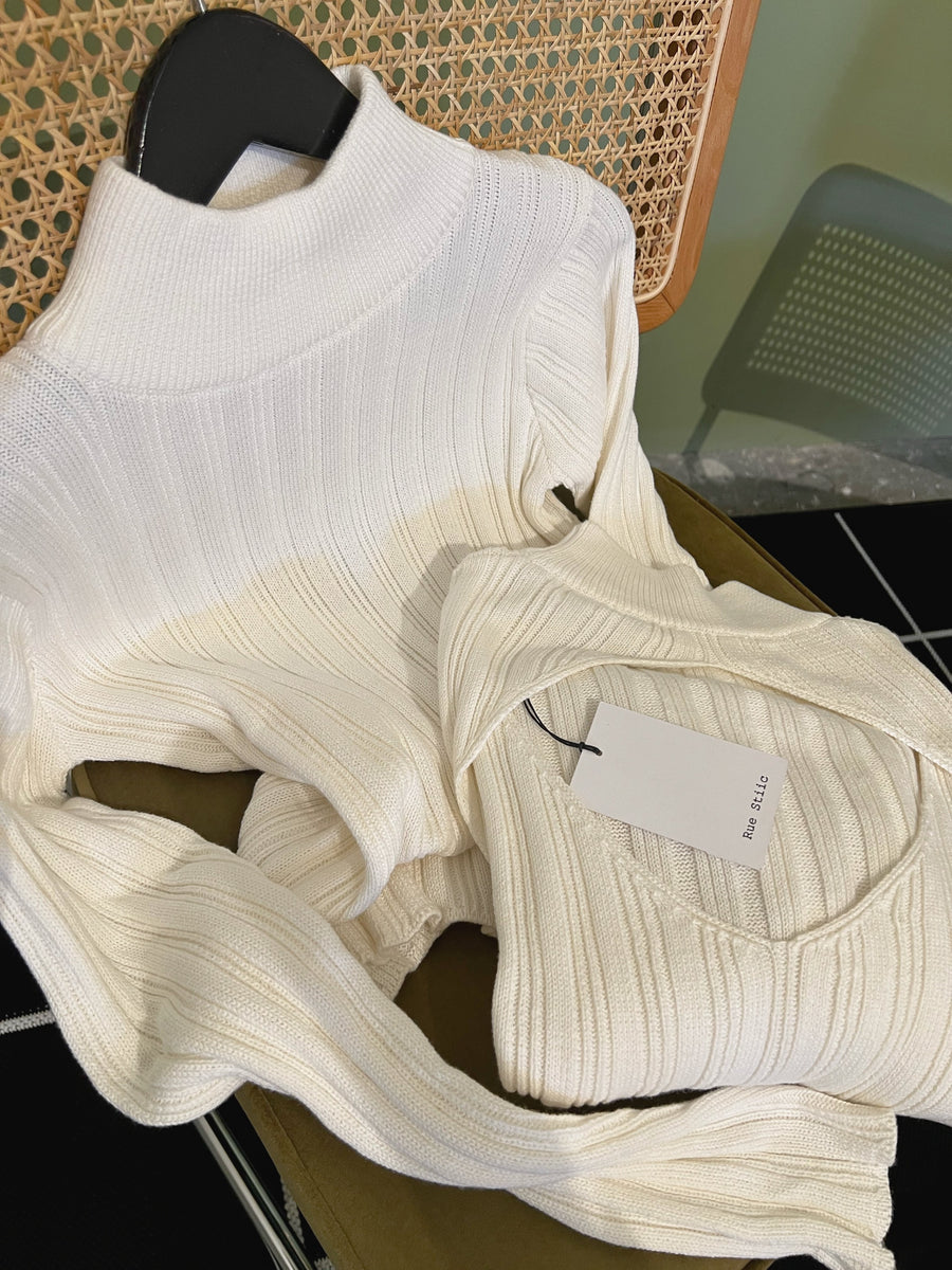 Open Back Sweater in White