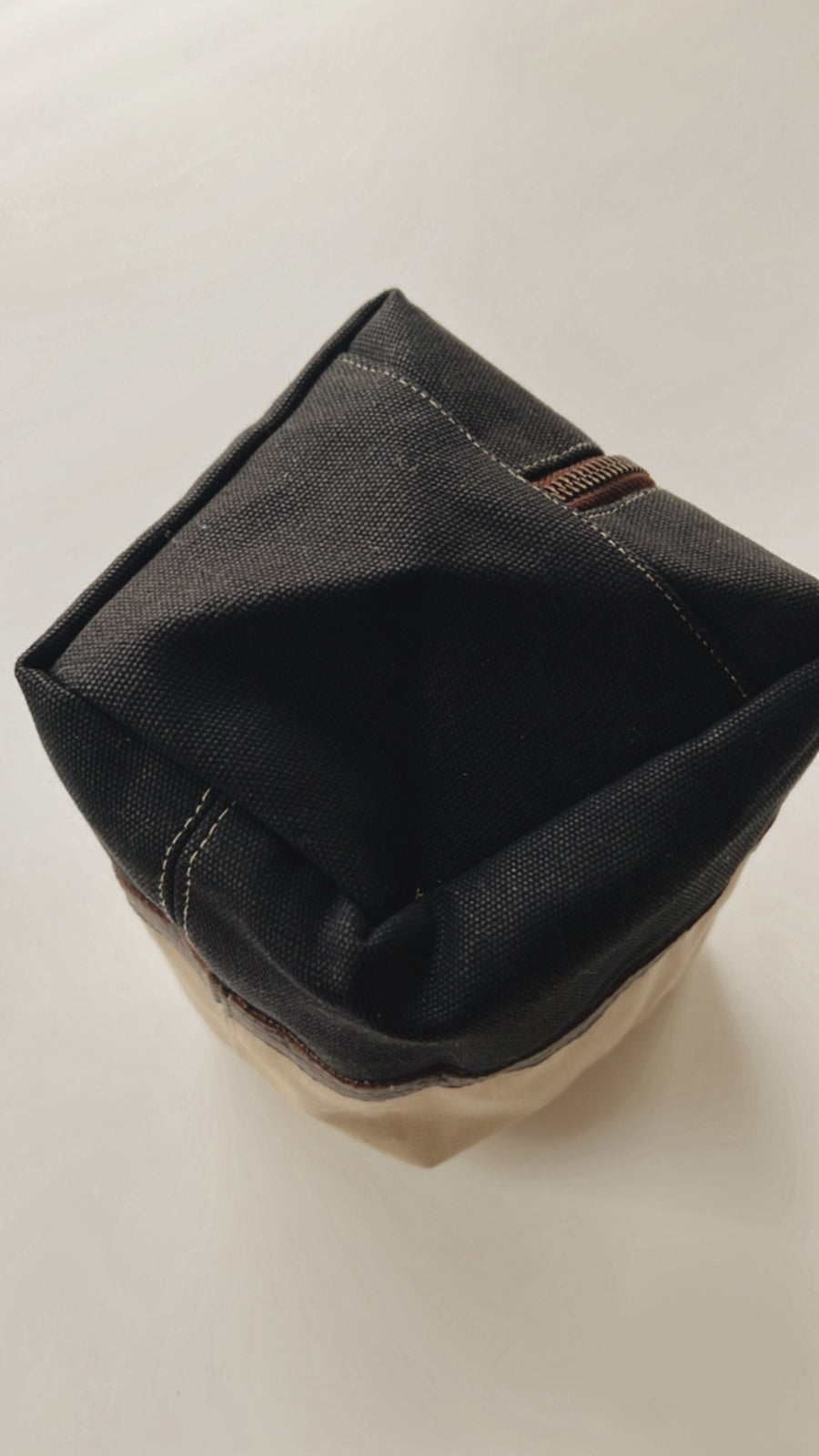 Leather and Canvas Travel Bag in Black