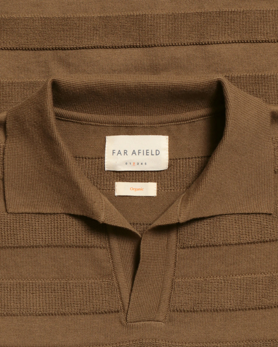 Textured Knit Polo in Desert Brown